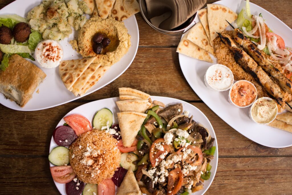 An assortment of Greek foods