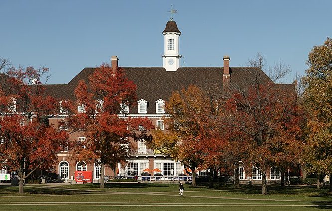 University of Illinois at Urbana-Champaign, main campus (Quad) with the Illini Union building in the background.